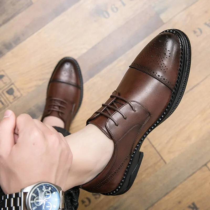 Advbridge Spring Autumn Man Leather Loafers Best Fashion Wedding Shoes Men Retro Business Dress Oxford Comfortable British Style Shoes