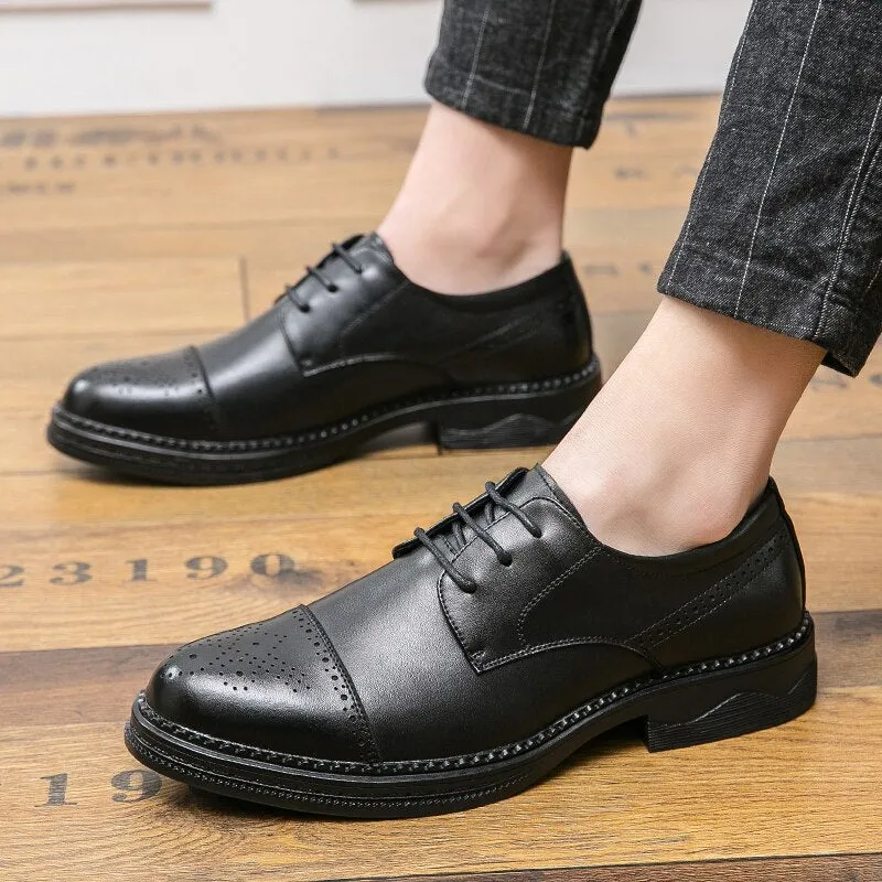 Advbridge Spring Autumn Man Leather Loafers Best Fashion Wedding Shoes Men Retro Business Dress Oxford Comfortable British Style Shoes