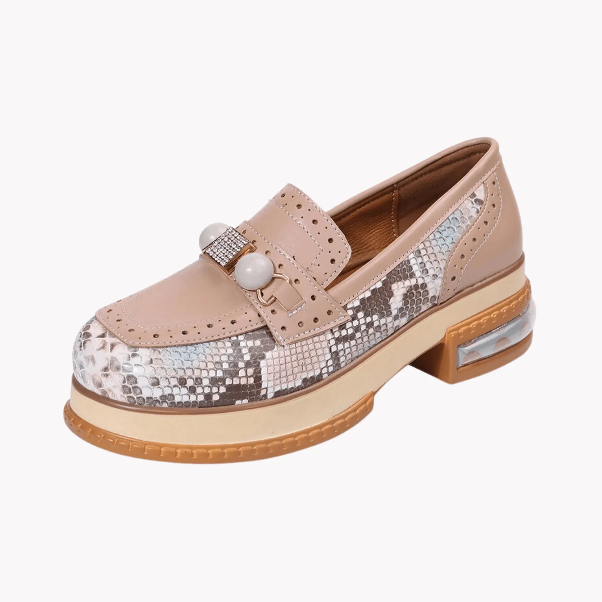 Beaded Snakeskin Casual Shoes