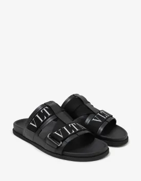 Black Leather VLTN Sandals -