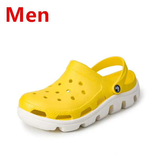 Clogs Men Beach Slippers Summer Rubber Sandals Hole Shoes Mules Flip Flops Pantufas Chinelos Garden Fashion Eva Zapatos Hombre