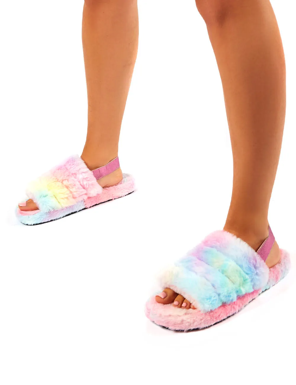 Dreamtime Multi Fluffy Strap Back Slippers