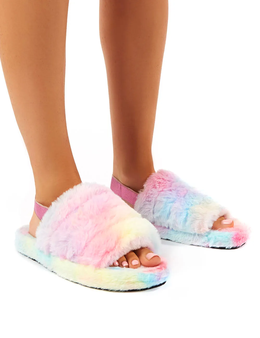 Dreamtime Multi Fluffy Strap Back Slippers