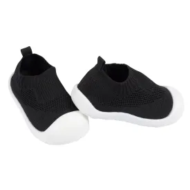 Infant & Toddler Neutral Black Stretchy Knit Slip-On Sneaker