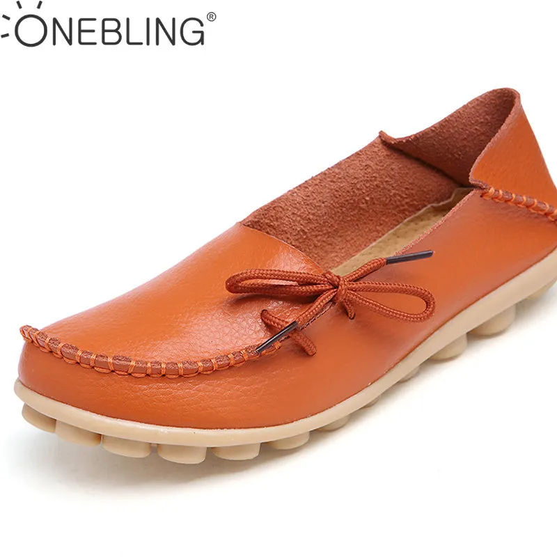 Plus Size 35-44 Genuine Leather Women Shoes 2017 Spring  Fashion Soft Lace-up Casual Flat Shoes Peas Non-Slip Outdoor Shoes