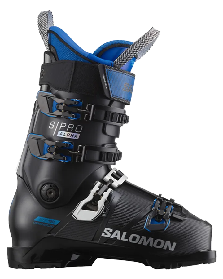 Salomon S/Pro Alpha 120 EL Ski Boots - Black / Race Blue - 2023