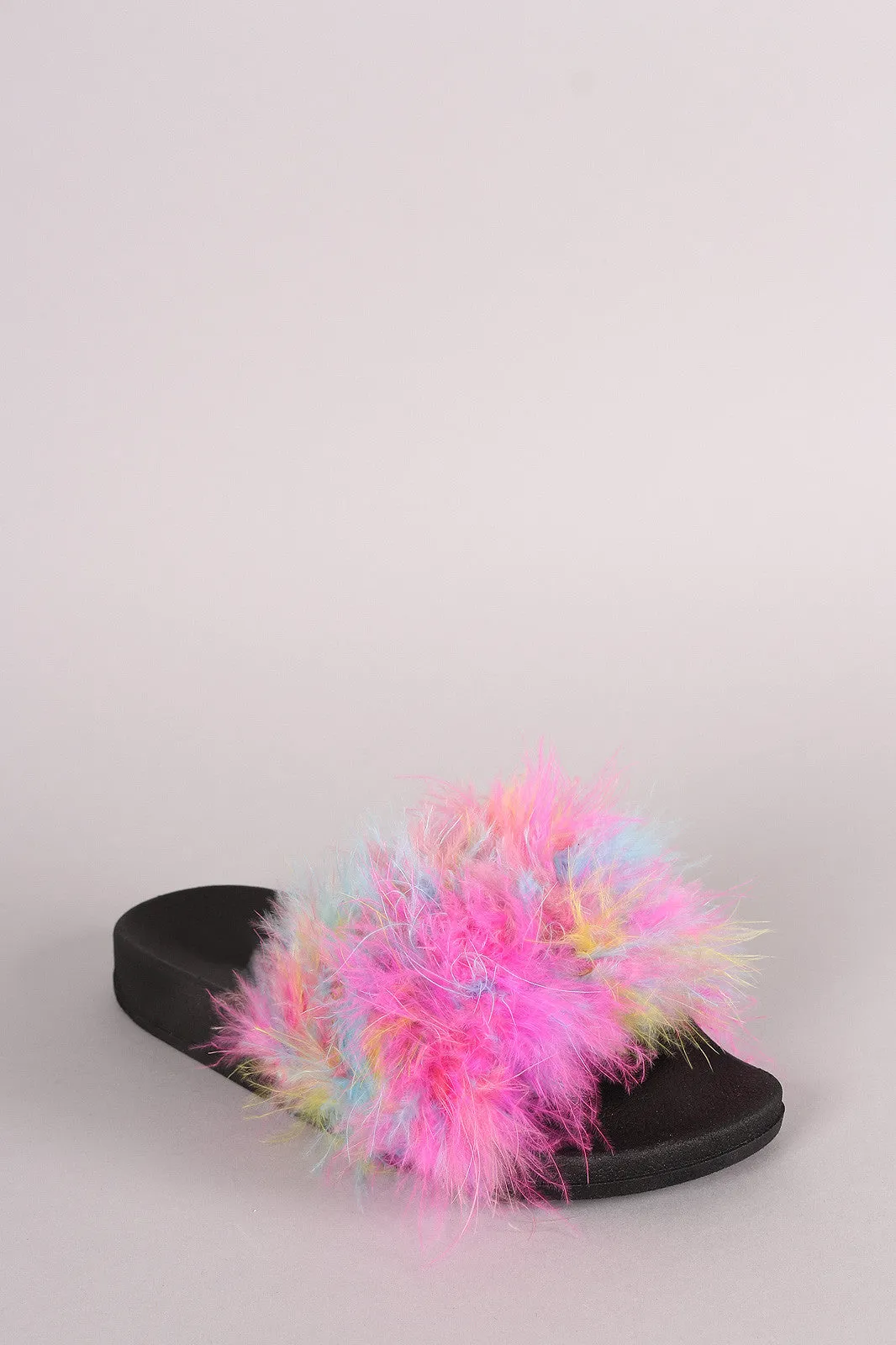 Sasha - Feather Open Toe Slide Sandal