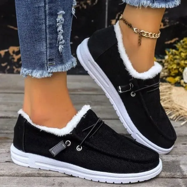 Slip On Fur Canvas Shoes