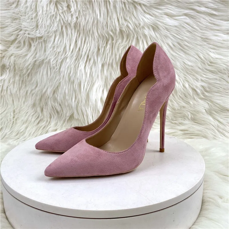 TEEK - Pink Ankle Dent Synth Suede Pumps